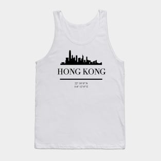 HONG KONG CHINA BLACK SILHOUETTE SKYLINE ART Tank Top